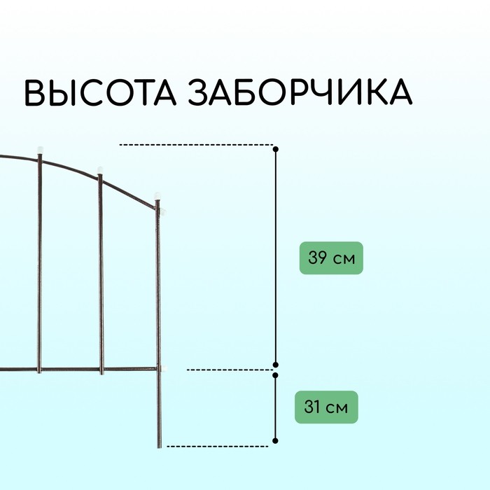 Ограждение декоративное, 73×410 см, 5 секций, металл, бронзовое, «Вертикаль»
