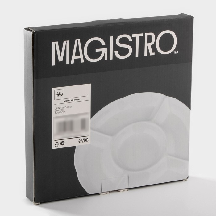Менажница Magistro «Бланш», 24,7×24,5×2,7 см, 5 ячеек, фарфор, белая