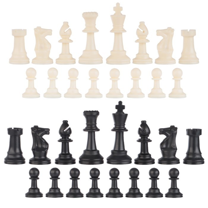 Шахматные фигуры, пластик, король h=7.5 см, пешка h=3.5 см