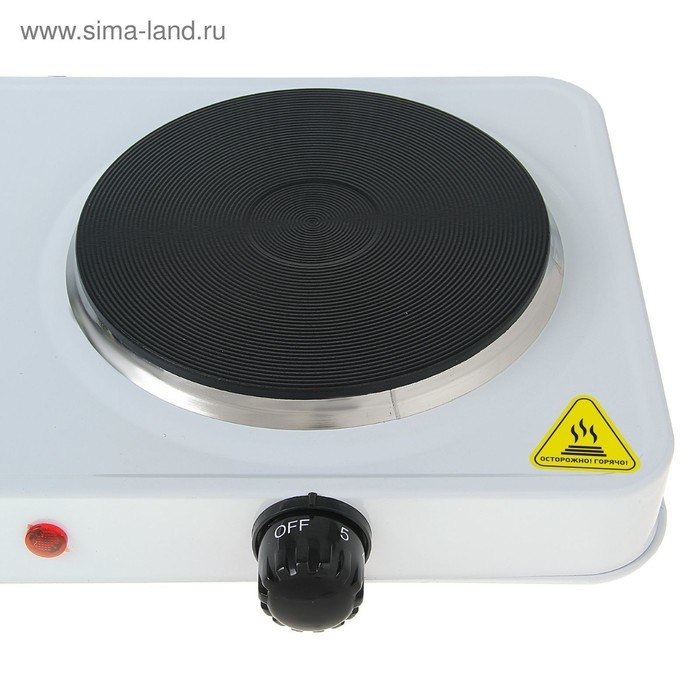 Плитка электрическая Luazon LHP-005, 2 конфорки, 2000 Вт, нагреватель диск, белая