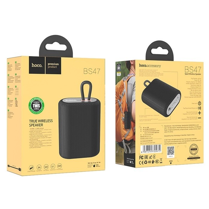 Портативная колонка Hoco BS47, 5 Вт, 1200 мАч, BT 5.0, microSD, черная