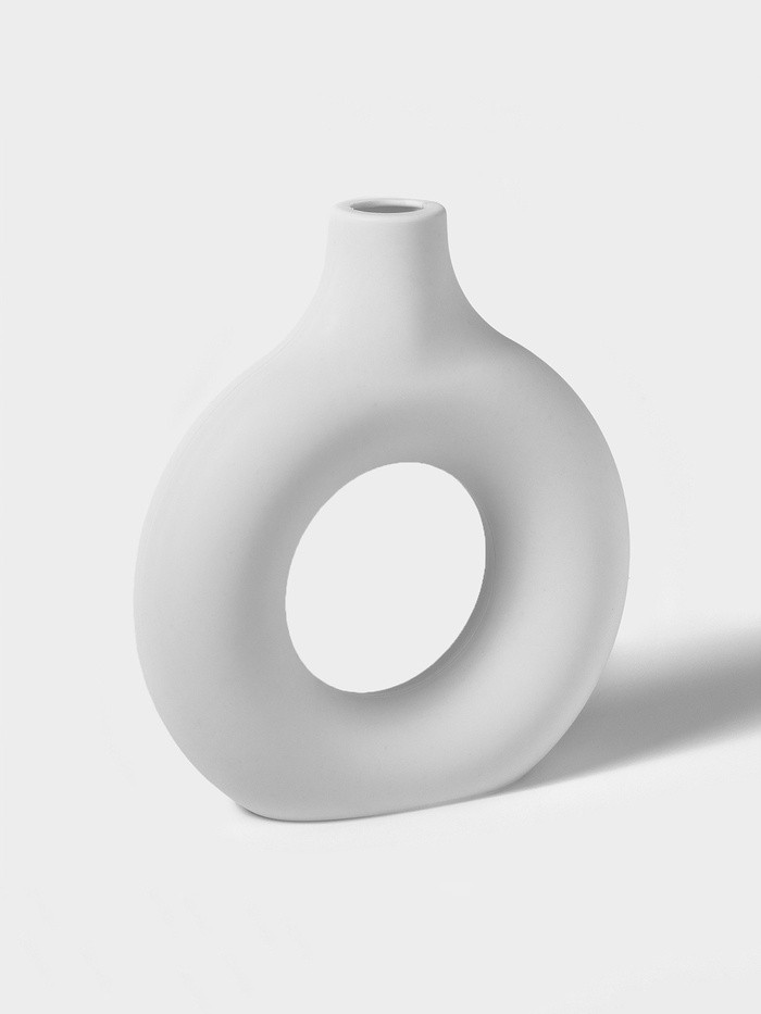 Ваза для сухоцветов Ring, пластик, 5×18×19.5 см, 600 мл, белая
