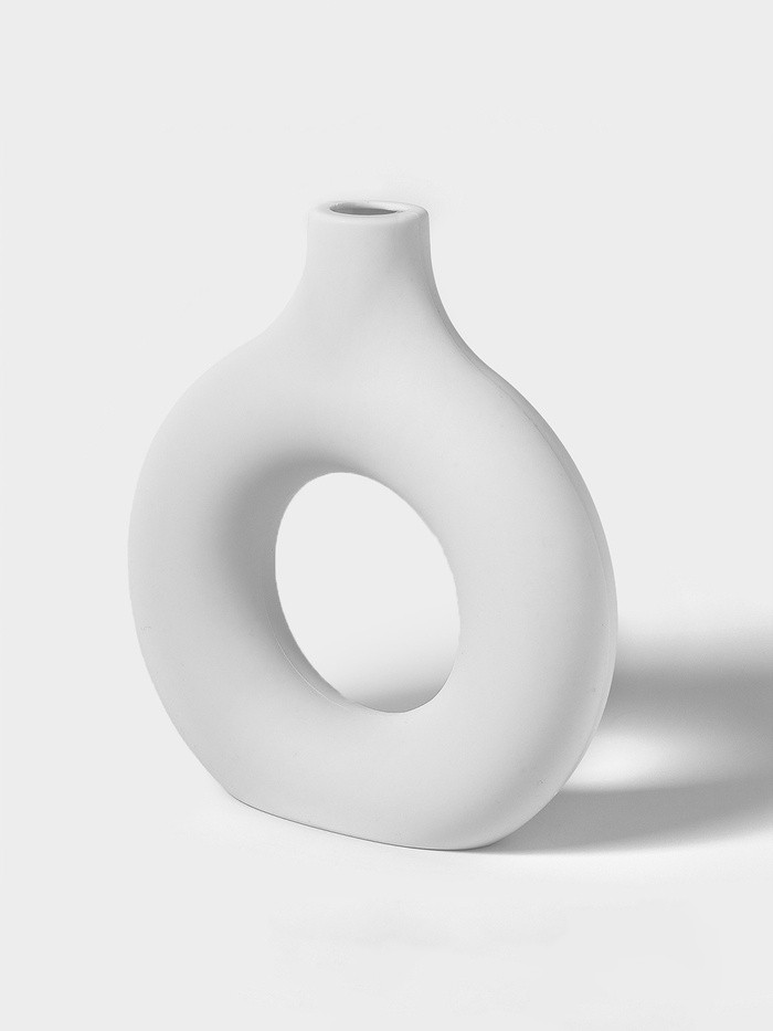 Ваза для сухоцветов Ring, пластик, 5×18×19.5 см, 600 мл, белая