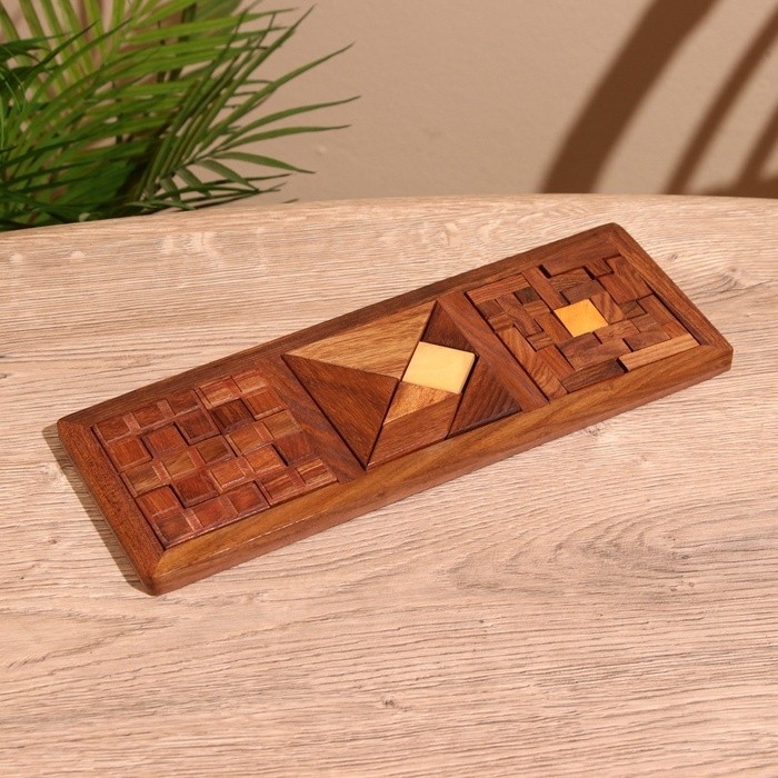 Игра настольная головоломка 3 в 1, 28.5×10.5×1 см, дерево шишам