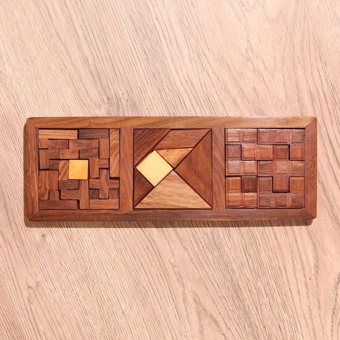 Игра настольная головоломка 3 в 1, 28.5×10.5×1 см, дерево шишам