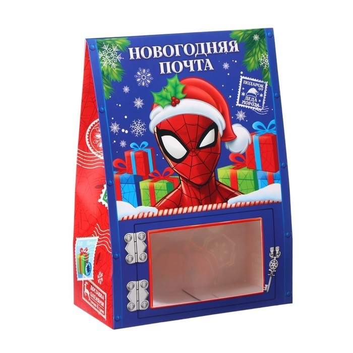 Коробка новогодняя подарочная «Сказочная почта» 20 х 28 х 10 см, Человек паук