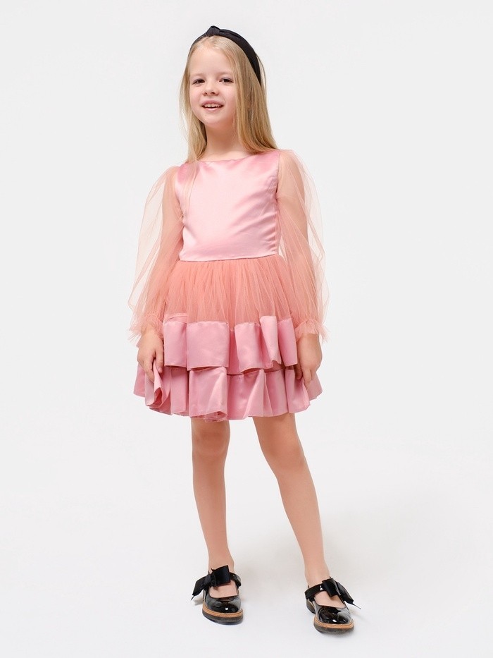 Платье нарядное детское KAFTAN, рост 98-104 см (30), персиковый