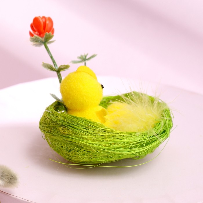 Пасхальный декор «Курочка и цыплёнок» 8×8×8 см