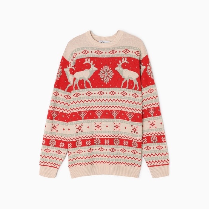 Джемпер вязаный новогодний детский KAFTAN Scandinavia размер 32 (110-116 см), цвет красный