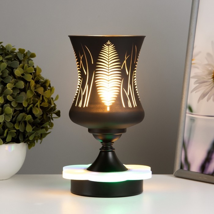 Аромалампа с подсветкой «Узоры» GU10 35 Вт+RGB черный 11×11×23 см