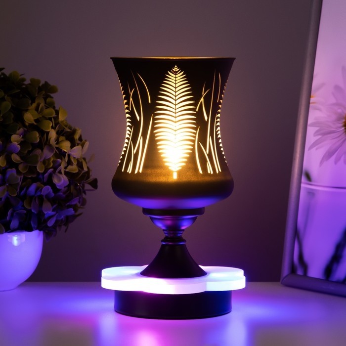 Аромалампа с подсветкой «Узоры» GU10 35 Вт+RGB черный 11×11×23 см