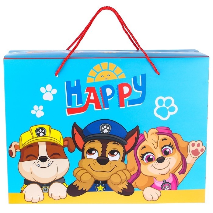 Пакет подарочный-коробка, 40×30×15 см Happy, упаковка, Щенячий патруль