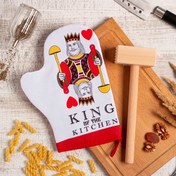 Кухонный набор «King, варежка»-прихватка 20х28 см, молоток деревянный (Цена за 2 шт.)