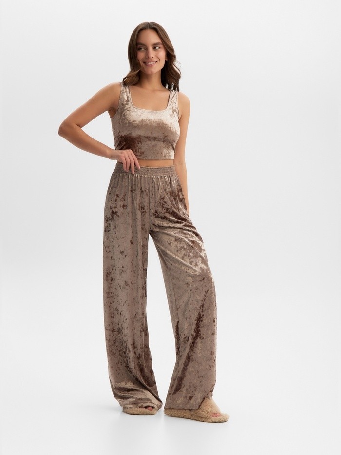 Брюки домашние KAFTAN Velvet 48-50, кофейный