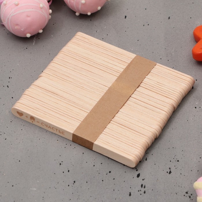 Палочки для мороженого деревянные «Счастье», набор 50 шт., 11.4×1 см