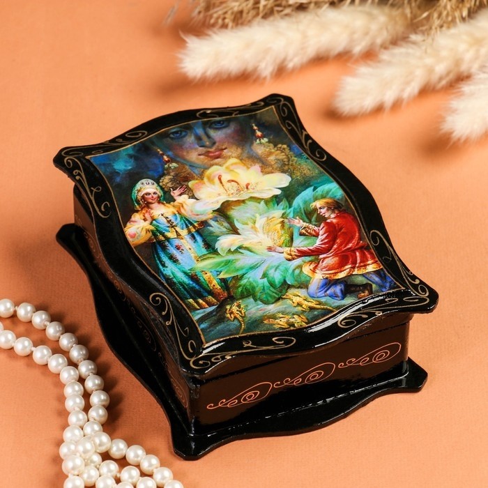 Шкатулка для украшений «Сказки», 12×16 см, лаковая миниатюра, МИКС