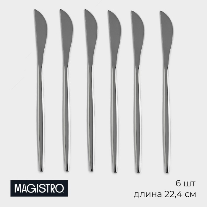 Набор ножей столовых Magistro «Блинк», длина 22.4 см, набор 6 шт., нержавеющая сталь, серебристый