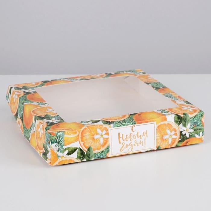 Коробка складная «Мандариновое настроение», 20 х 20 х 4 см (Цена за 5 шт.)