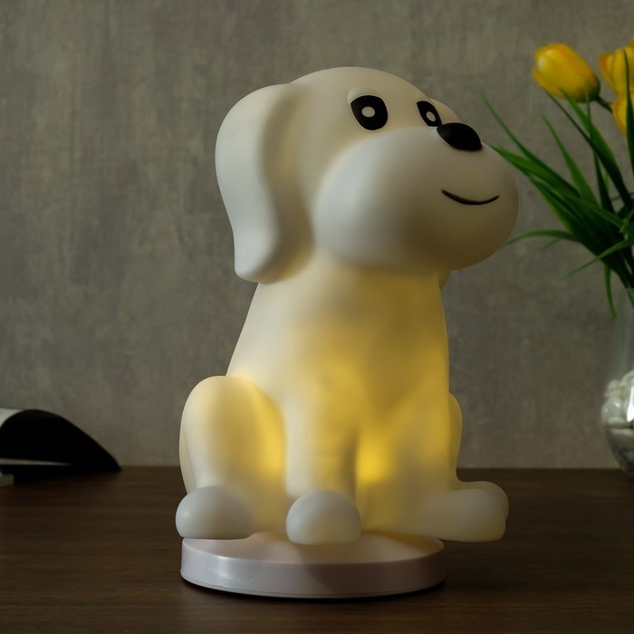 Фигурка светящаяся RISALUX «Собачка», от USB LED-ночник, RGB, батарейки 3×AAA, белый, 13×15xx20 см