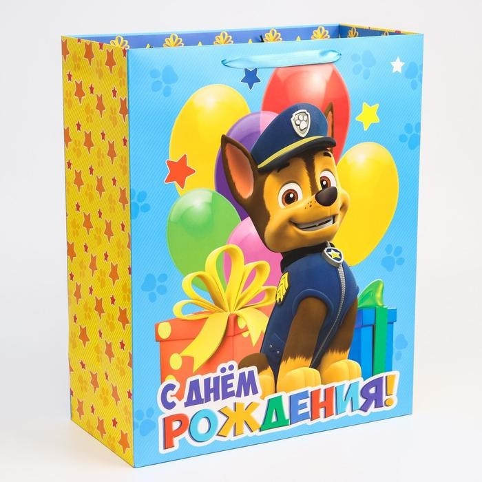 Пакет подарочный «С днём рождения», 40×49×19 см, упаковка, Щенячий патруль