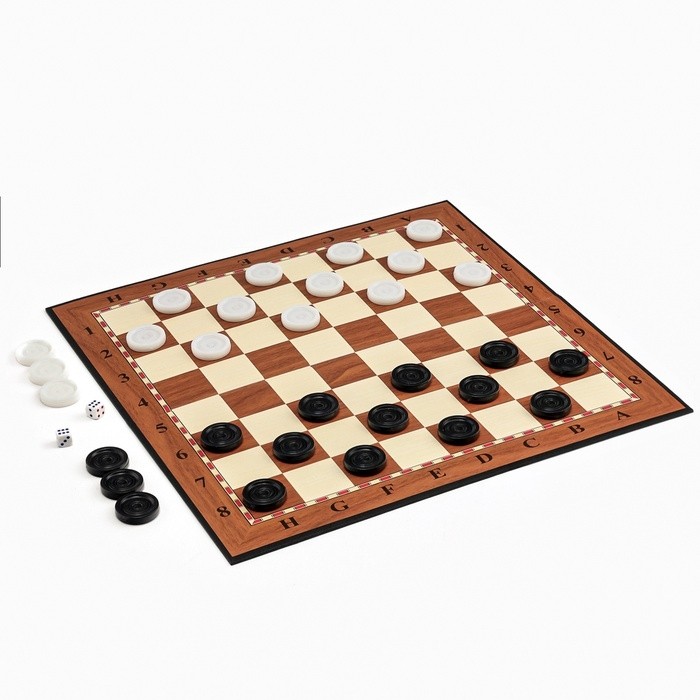 Шашки игра настольная, с доской 33×33 см, d=2.5 см