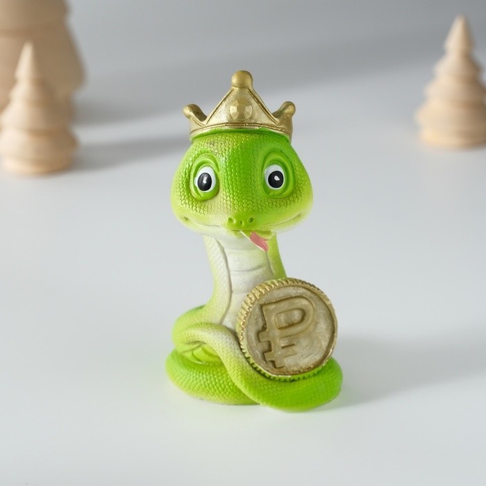 Фигурка полистоун «Змейка в короне с подковой/монеткой», 5×4×8.5 см, МИКС