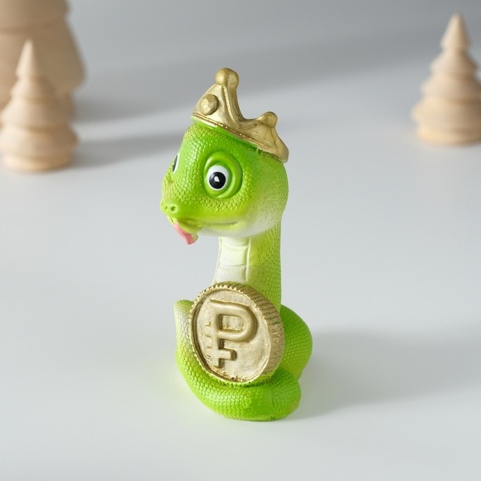 Фигурка полистоун «Змейка в короне с подковой/монеткой», 5×4×8.5 см, МИКС
