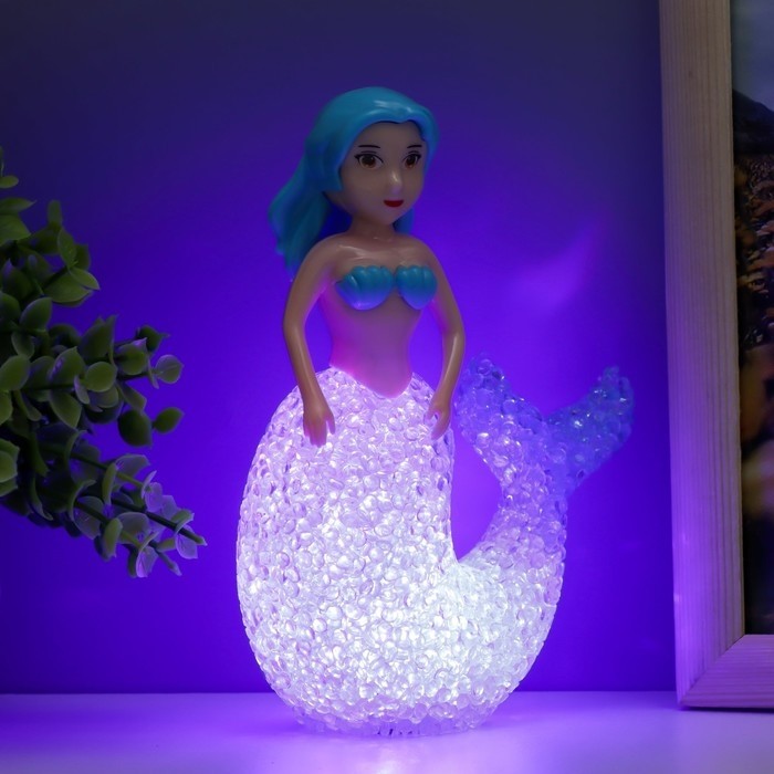 Фигурка светящаяся RISALUX «Русалочка», LED-ночник, RGB, от батареек 3×LR44, 10×10×15.5 см, МИКС