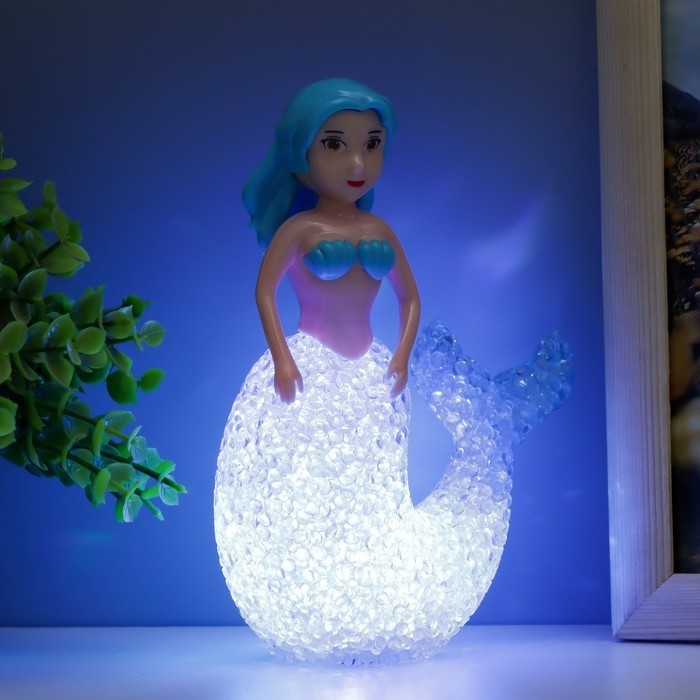 Фигурка светящаяся RISALUX «Русалочка», LED-ночник, RGB, от батареек 3×LR44, 10×10×15.5 см, МИКС