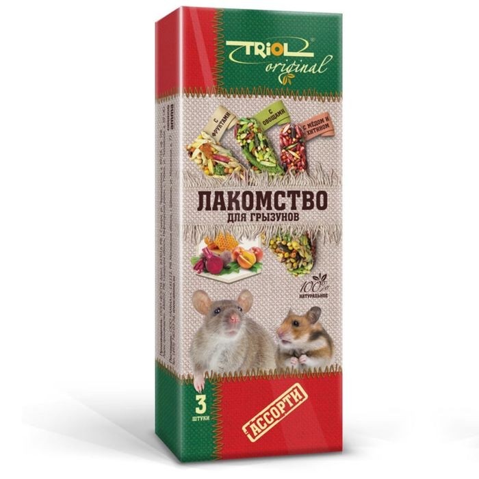 Лакомство "Triol" для грызунов, ассорти, 75 г (Цена за 2 шт.)