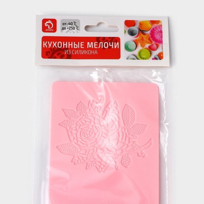 Коврик для айсинга Доляна «Розы», силикон, 37.5×8×0.1 см, розовый (Цена за 2 шт.)