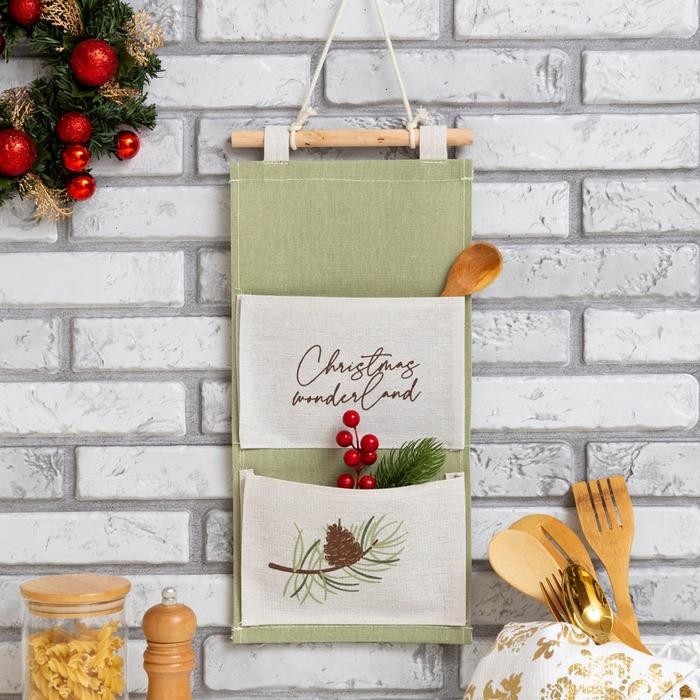 Кармашек текстильный Christmas, 2 отделения, 20×41 см