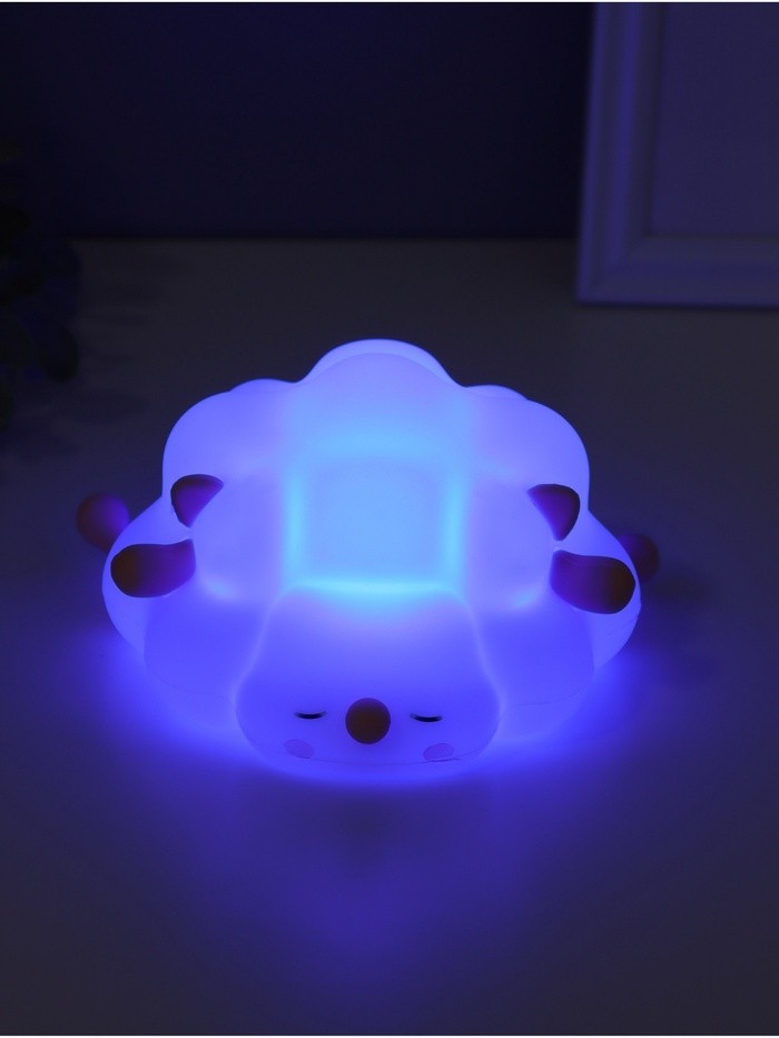 Фигурка светящаяся RISALUX «Барашек», 2 Вт, LED-ночник антистресс, RGB, USB, 13.8×16.5×8 см