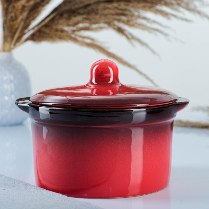 Кастрюля Борисовская керамика «Красная», 1 л, 15×13 см, красная