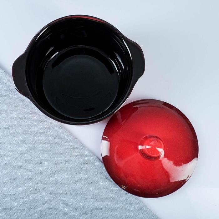 Кастрюля Борисовская керамика «Красная», 1 л, 15×13 см, красная