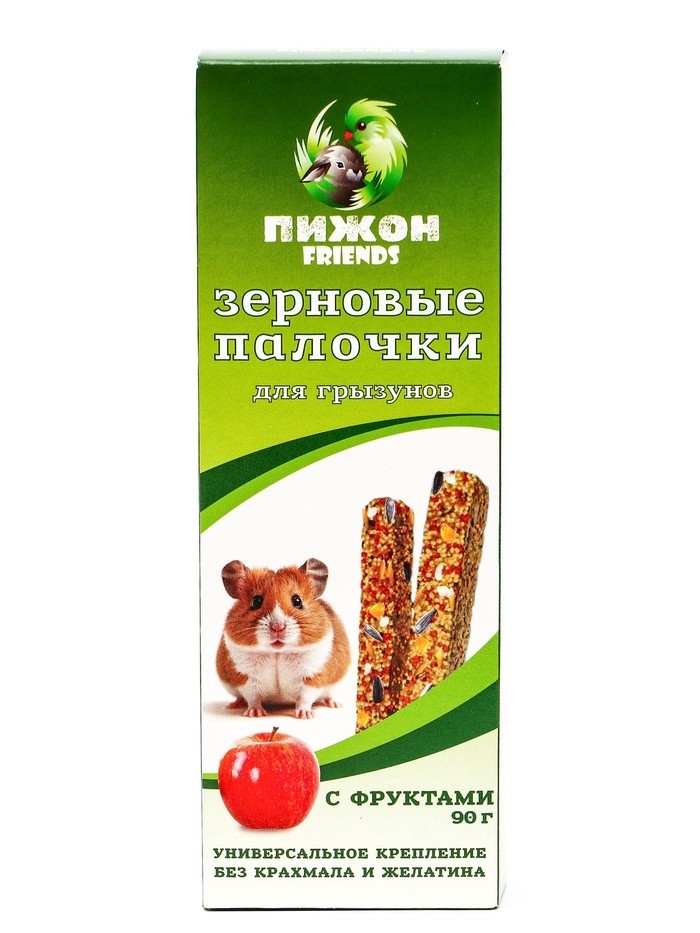 Зерновые палочки "Пижон" для грызунов, с фруктами, 2 шт, 100 г (Цена за 3 шт.)