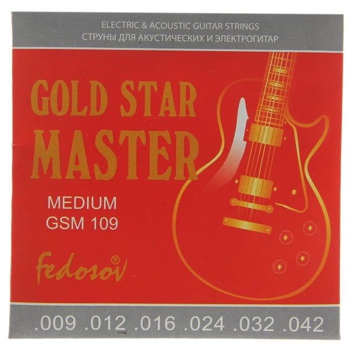 Струны GOLD STAR MASTER Medium, 009 - 042, навивка - нерж. сплав на граненом керне