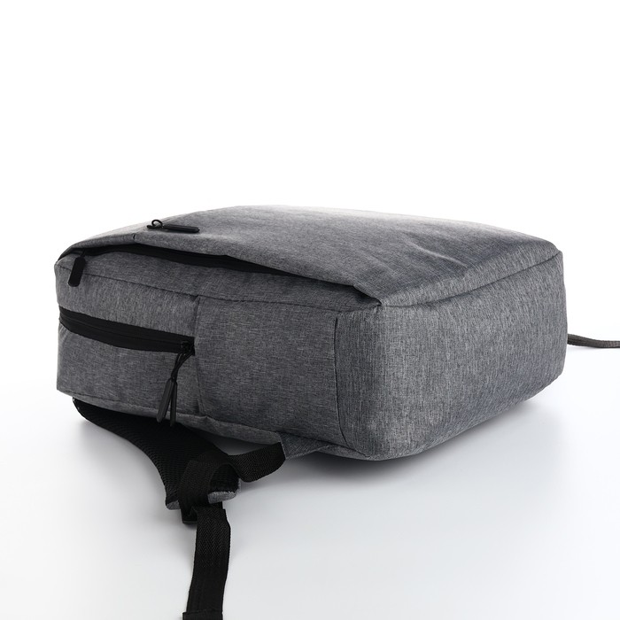 Рюкзак мужской на молнии, 2 наружных кармана, с USB, цвет синий