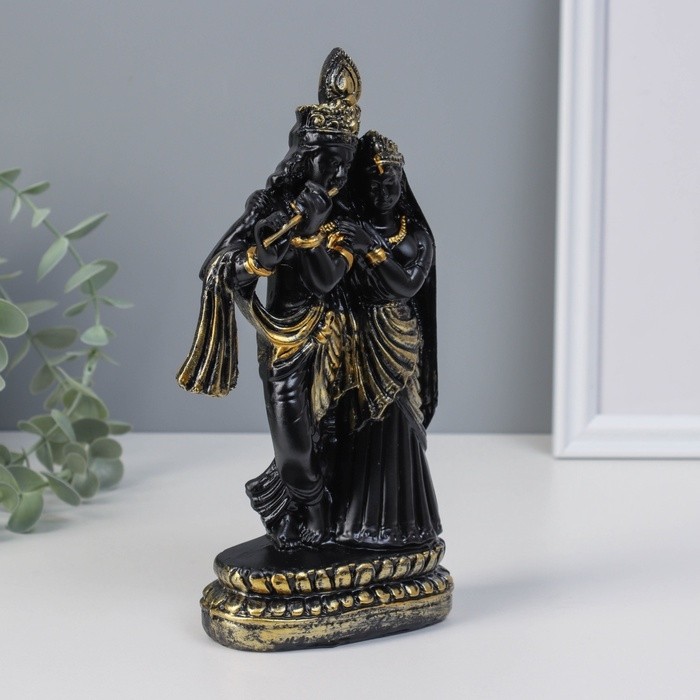 Нэцкэ фигурка «Радха и Кришна», полистоун, чёрный, 22×9.7×11 см