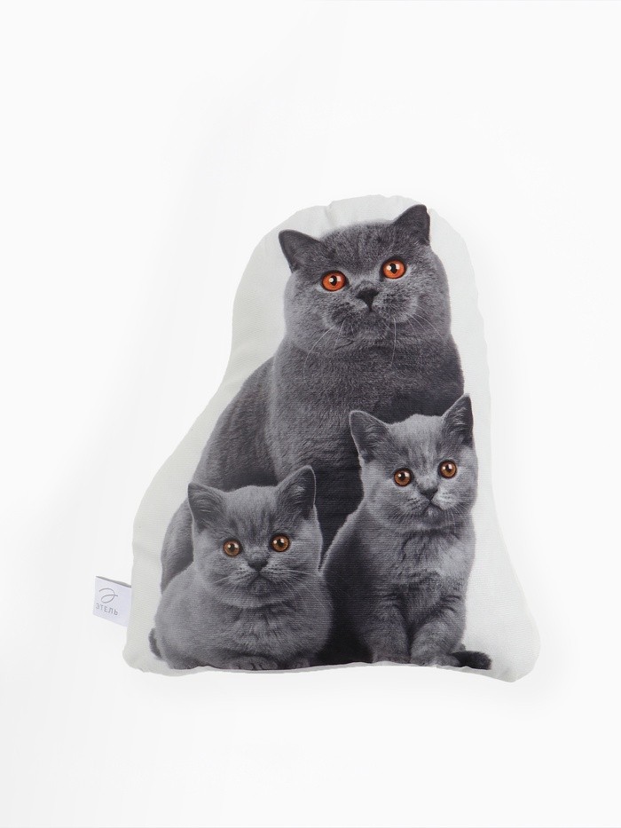 Подушка «Этель» Сat family 40×33 см, 100% п/э, велюр