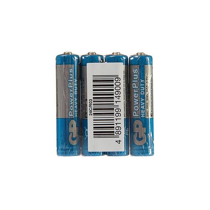 Батарейка солевая GP PowerPlus Heavy Duty, AAA, R03-4S, 1.5В, спайка, 4 шт. (Цена за 2 шт.)