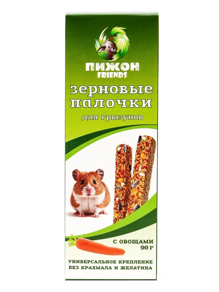 Зерновые палочки "Пижон" для грызунов, с овощами, 2 шт, 100 г (Цена за 3 шт.)