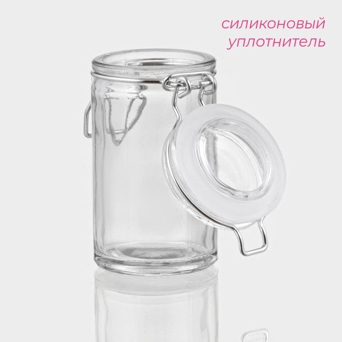 Банка для сыпучих Доляна «Оптима», 80 мл, 4.3×8.5 см, с бугельным замком, стекло (Цена за 2 шт.)