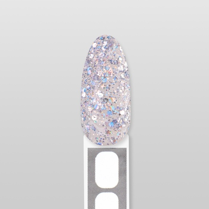 Полигель для наращивания, с блёстками, трехфазный, 30 мл, LED/UV, серебристый