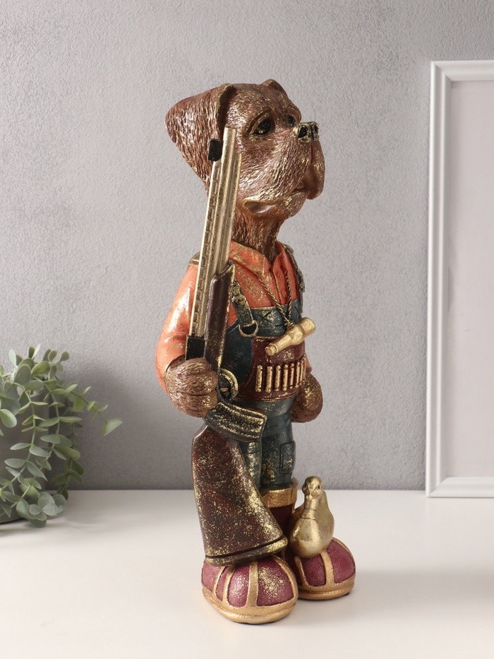 Фигурка полистоун «Пёс-охотник», 13.5×17×45 см