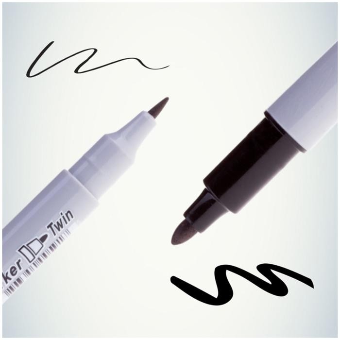 Маркер перманентный 2.0-4.0 мм, Crown P-800W Multi Marker, двухсторонний, чёрный (Цена за 12 шт.)