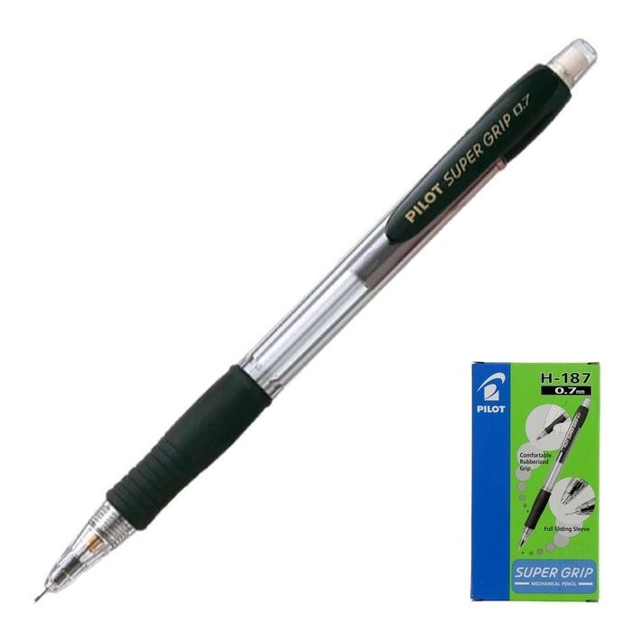 Карандаш механический Pilot Super Grip, 0.7 мм, резиновый упор, чёрный