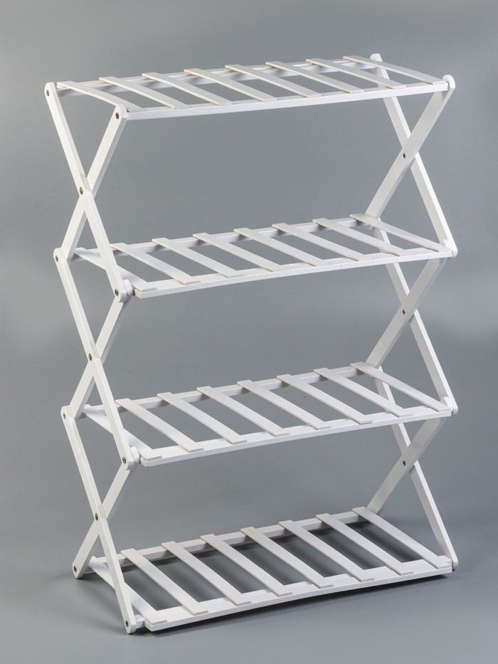 Подставка для цветов Greengo, 4 полки, 50×25×68 см, напольная, бамбук, белая