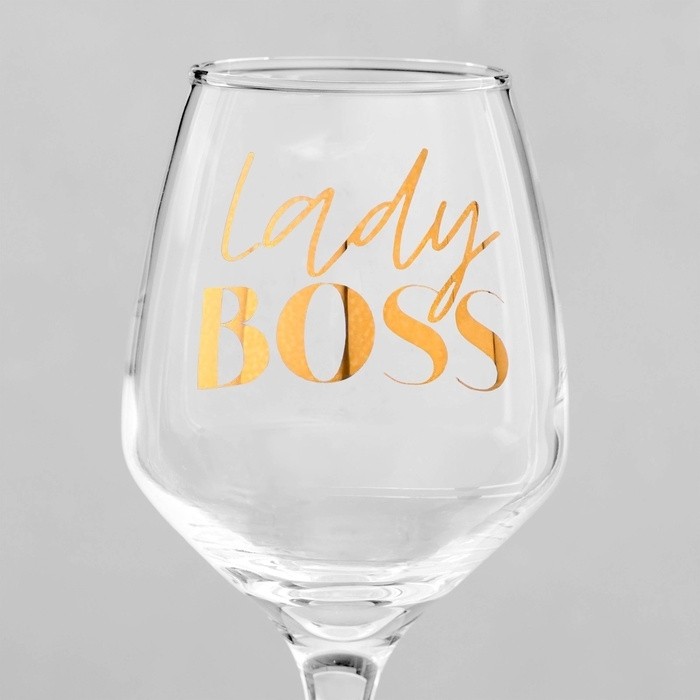 Бокал для вина с надписью Lady boss, 350 мл