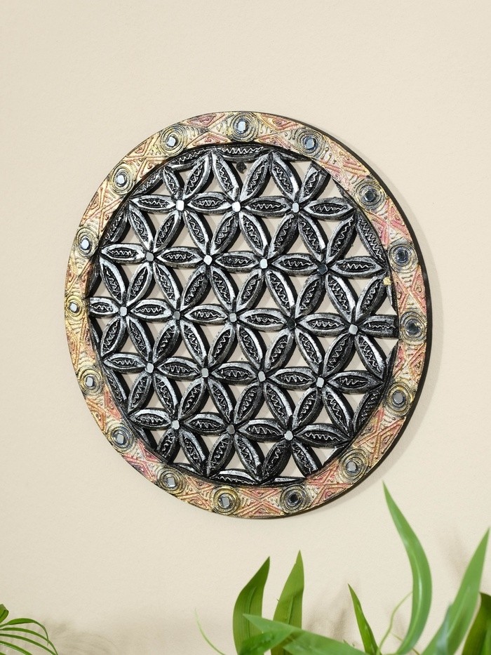 Панно резное «Цветы», 30×30×0.6 см